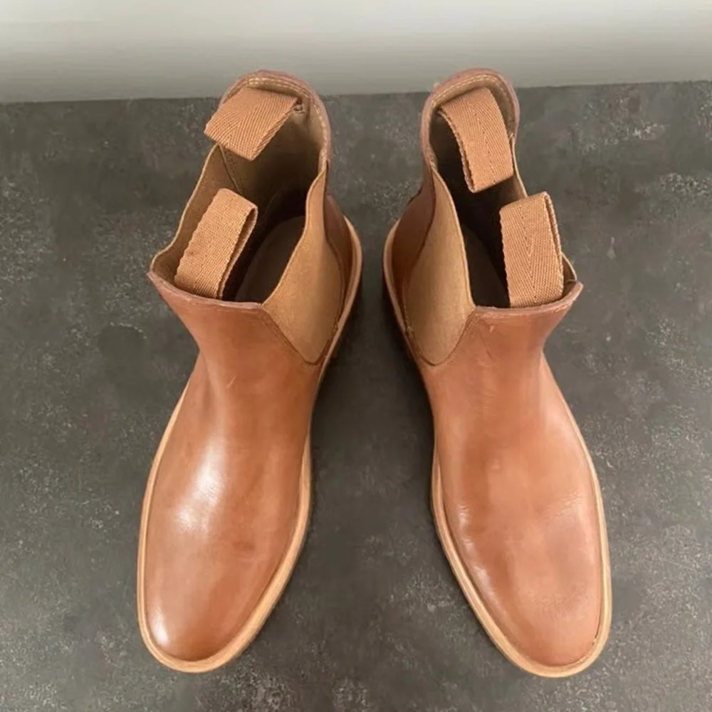 Loeffler Randall Chestnut Leather Chelsea Platform Booties